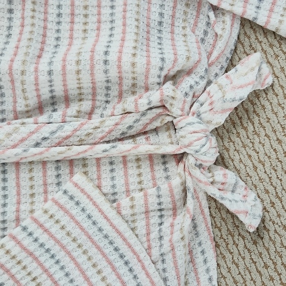 Striped Button-Down Tie-Front Top, Large - Picture 3 of 6